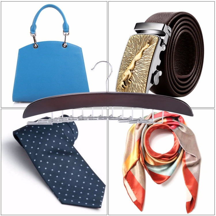 Solid Wood Multi-function Storage Artifact Tie Scarf Belt Scarves Hanger(Black)