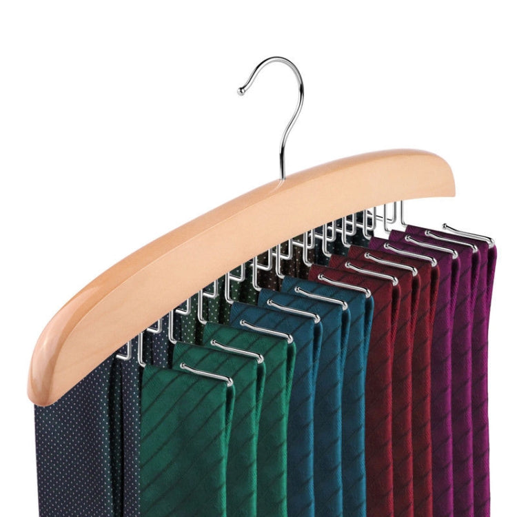 Solid Wood Multi-function Storage Artifact Tie Scarf Belt Scarves Hanger(Black)