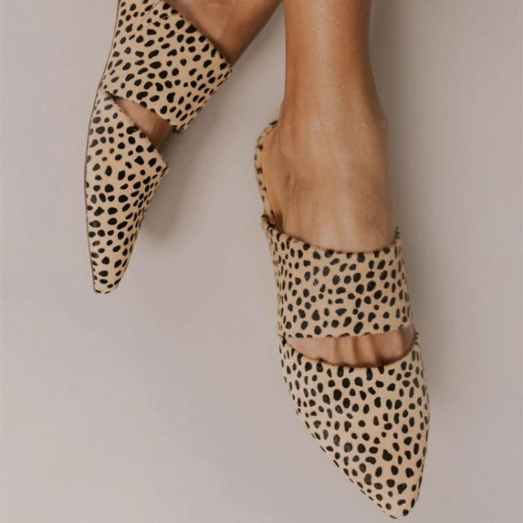 Simple Flat Mule Slippers Pointed Toe Sandles Ladies Shoes Plus Size Slingbacks, Shoe Size:34