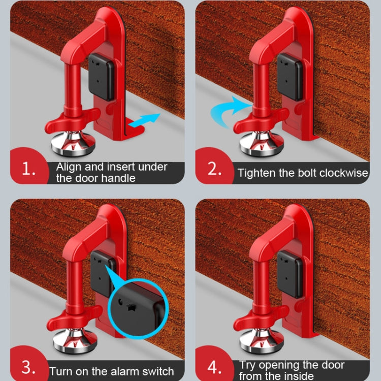 Locks Self-Defense Door Stop Travel Accommodation Door Stopper Door Lock Security Device, Style:Alarm Door Stop