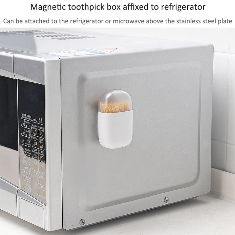 Magnetic Toothpick Holder Container Portable Toothpick Box Refrigerator Microwave Oven Household Table Toothpick Dispenser(White)