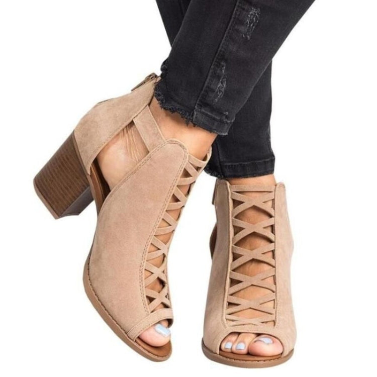 Female Fish Mouth Exposed Toe High-heeled Sandals, Size:35