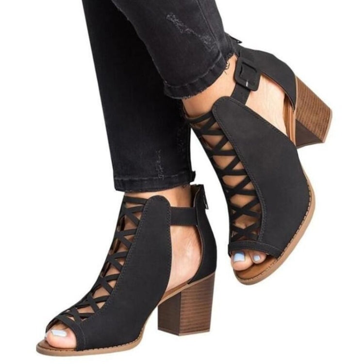Female Fish Mouth Exposed Toe High-heeled Sandals, Size:35