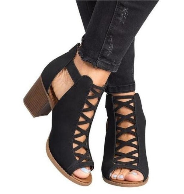 Female Fish Mouth Exposed Toe High-heeled Sandals, Size:39