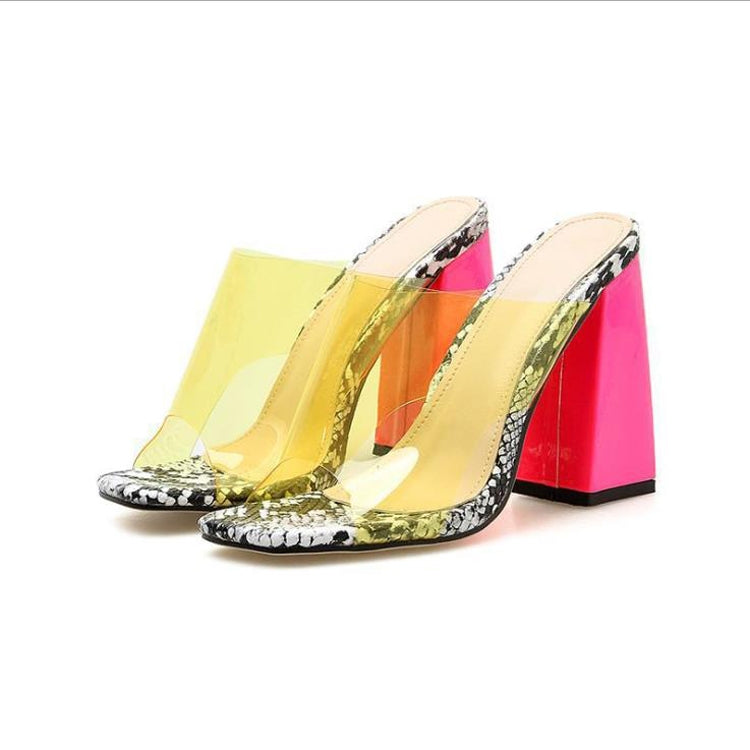 PVC Jelly Transparent Ladies Slippers Heels Sandals, Shoe Size:35
