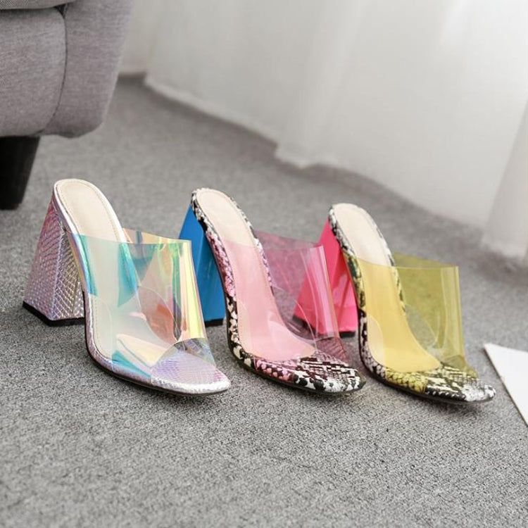 PVC Jelly Transparent Ladies Slippers Heels Sandals, Shoe Size:35