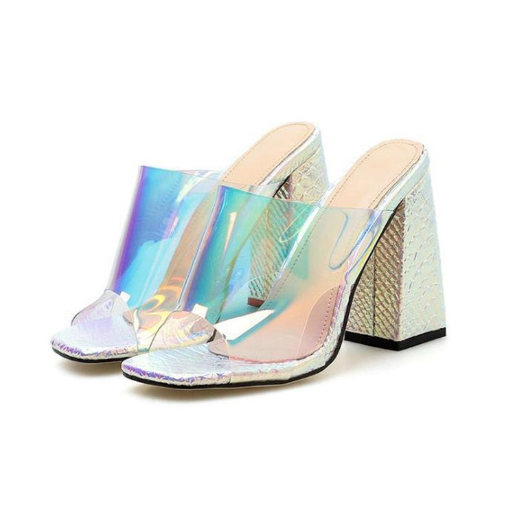 PVC Jelly Transparent Ladies Slippers Heels Sandals, Shoe Size:35