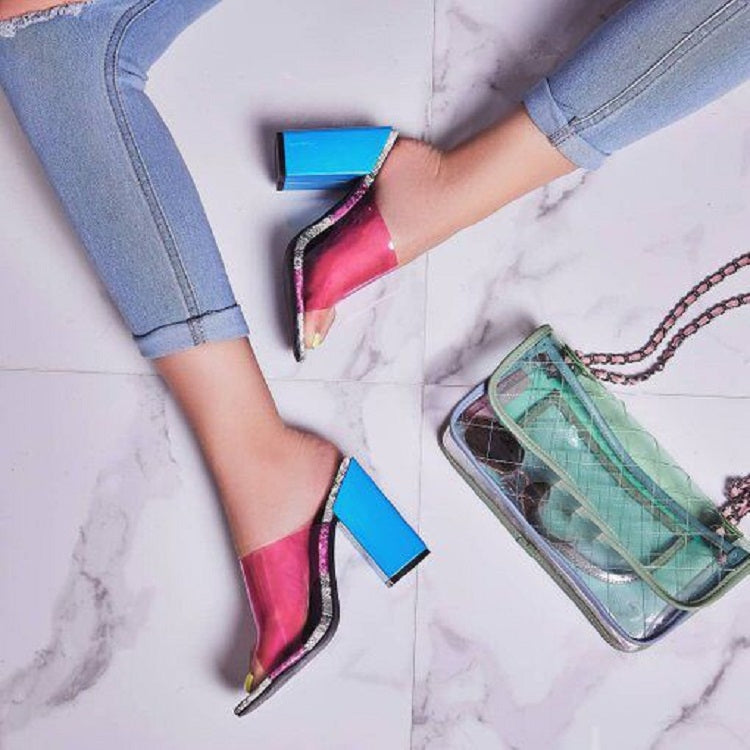 PVC Jelly Transparent Ladies Slippers Heels Sandals, Shoe Size:35