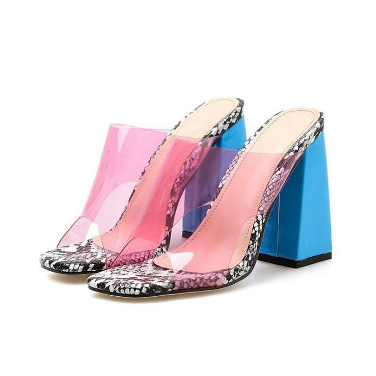 PVC Jelly Transparent Ladies Slippers Heels Sandals, Shoe Size:35