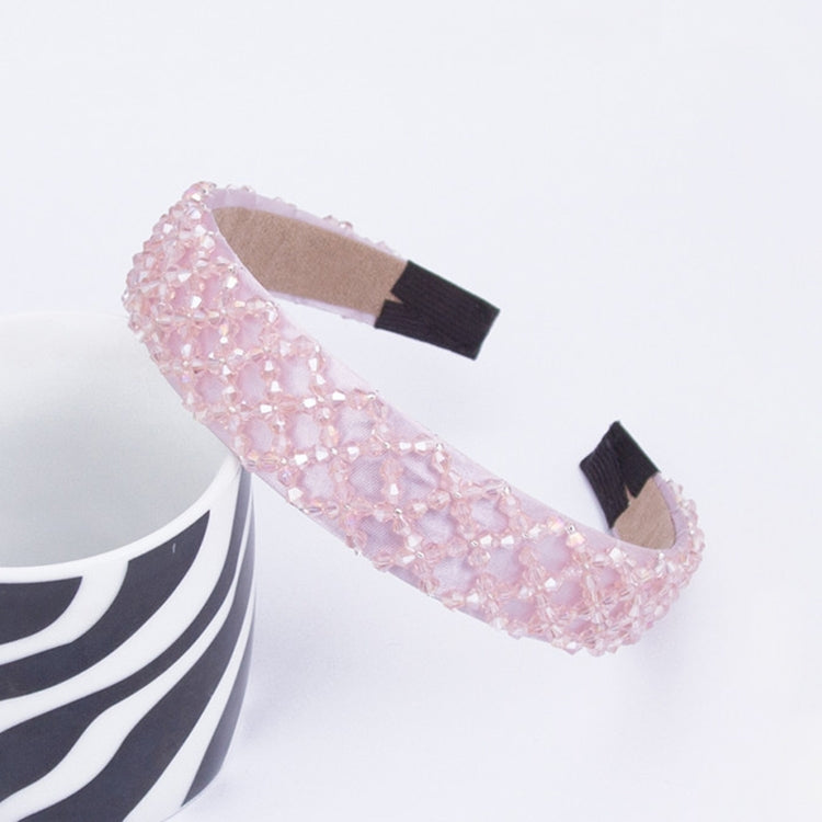 2 PCS Women Simple Wide-brimmed Crystal Beaded Headband
