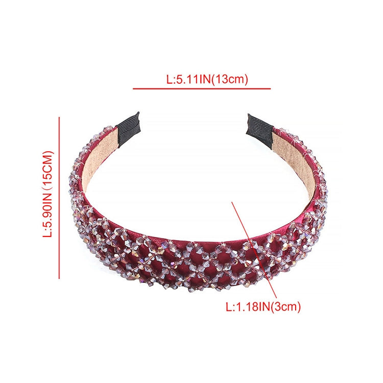 2 PCS Women Simple Wide-brimmed Crystal Beaded Headband