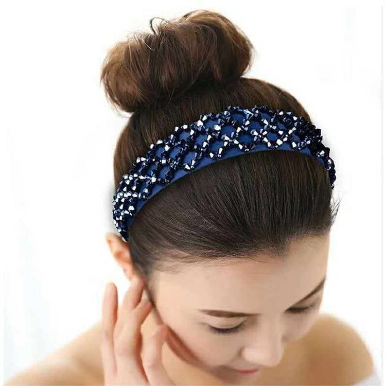 2 PCS Women Simple Wide-brimmed Crystal Beaded Headband