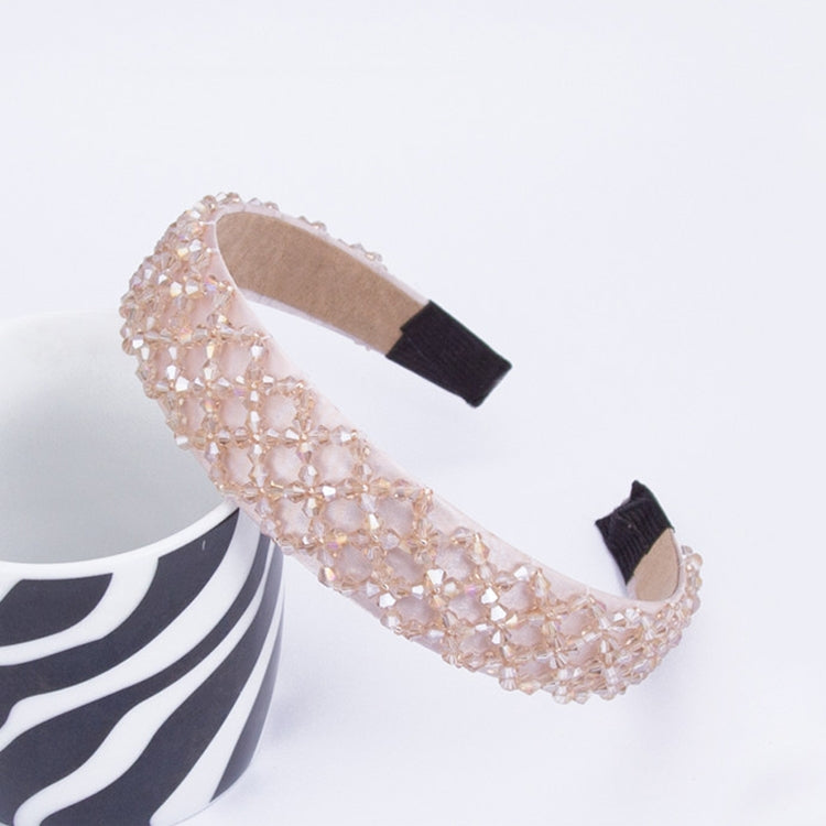 2 PCS Women Simple Wide-brimmed Crystal Beaded Headband