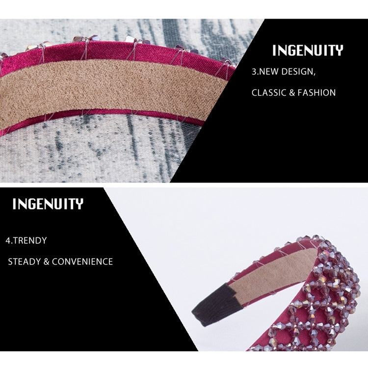 2 PCS Women Simple Wide-brimmed Crystal Beaded Headband