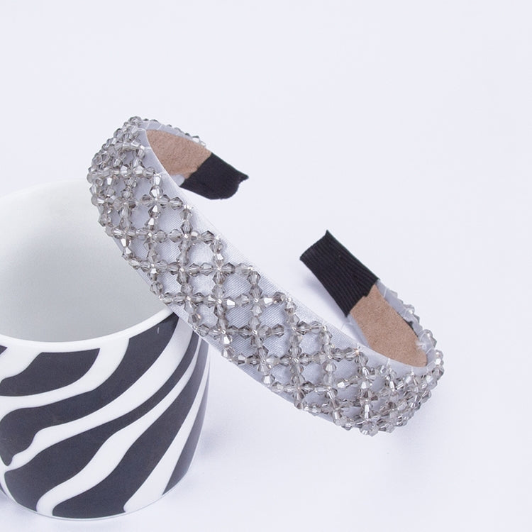 2 PCS Women Simple Wide-brimmed Crystal Beaded Headband