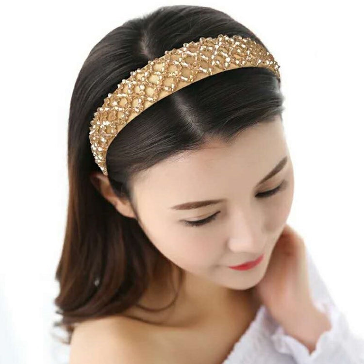 2 PCS Women Simple Wide-brimmed Crystal Beaded Headband