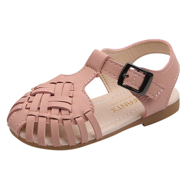 Baby Girls Cute Weaving Dance Princess Sandals Shoes(Pink)