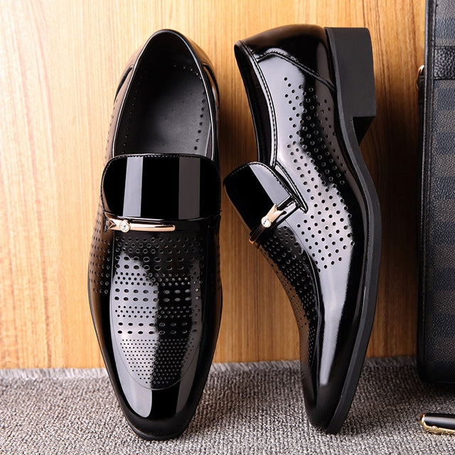 Men Hollow Breathable Shoes Comfortable Business Dress Shoes, Size:42