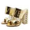 Crystal Thick With High Heel Sandals Fish Mouth Women Shoes, Shoe Size:35(Gold)