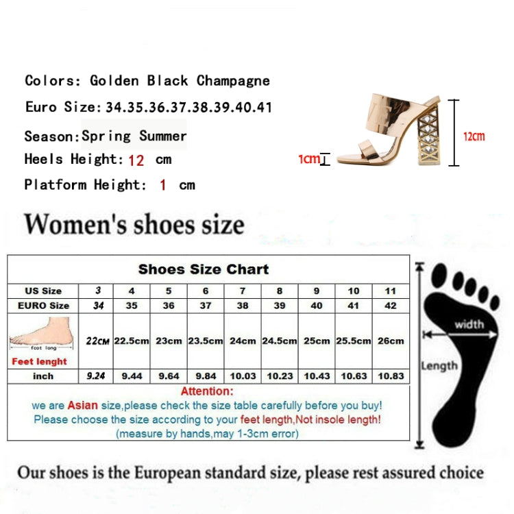 Crystal Thick With High Heel Sandals Fish Mouth Women Shoes, Shoe Size:36(Black)