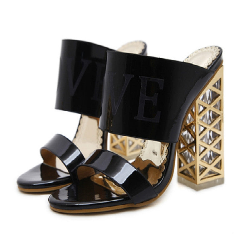 Crystal Thick With High Heel Sandals Fish Mouth Women Shoes, Shoe Size:39