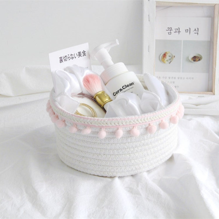 2 PCS Cotton Rope Woven Desktop Sundries Storage Basket