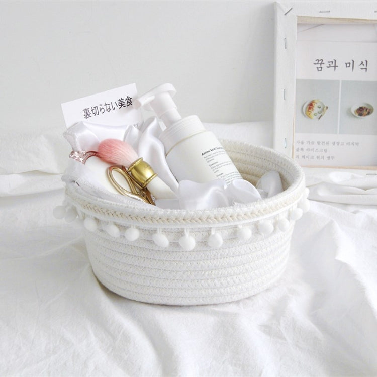 2 PCS Cotton Rope Woven Desktop Sundries Storage Basket