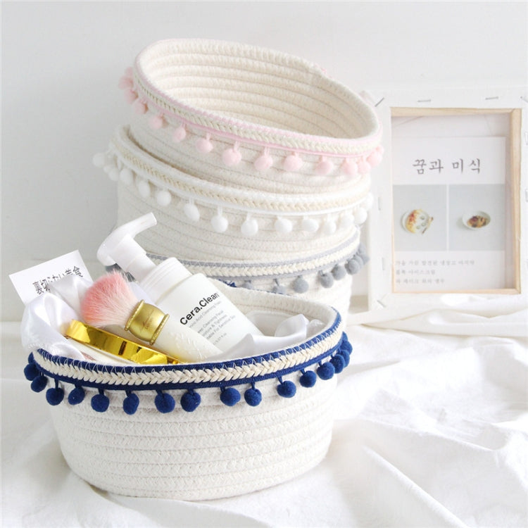 2 PCS Cotton Rope Woven Desktop Sundries Storage Basket