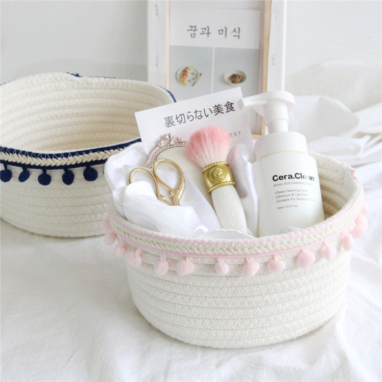 2 PCS Cotton Rope Woven Desktop Sundries Storage Basket