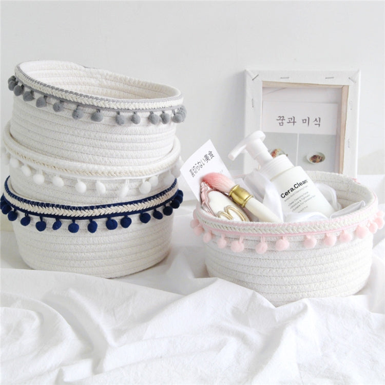 2 PCS Cotton Rope Woven Desktop Sundries Storage Basket