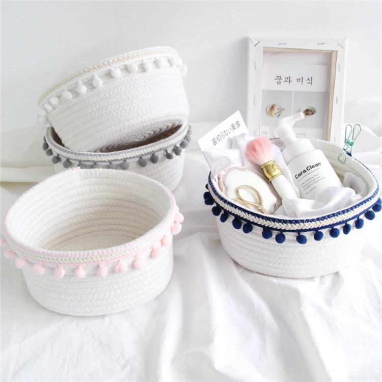 2 PCS Cotton Rope Woven Desktop Sundries Storage Basket