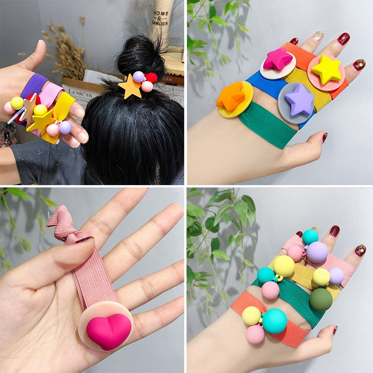 Sweet Stars Heart Ball Elastic Hair Bands Children Cute Ponytail Hair Accessories