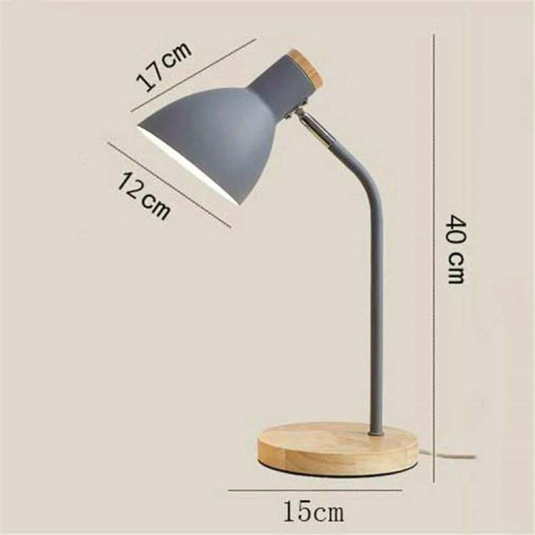 E27 Button Switch Wood Table Lamp Metal Shade Desk Light Bedside Reading Book Light Home Decor, Light Source:Normal Bulb