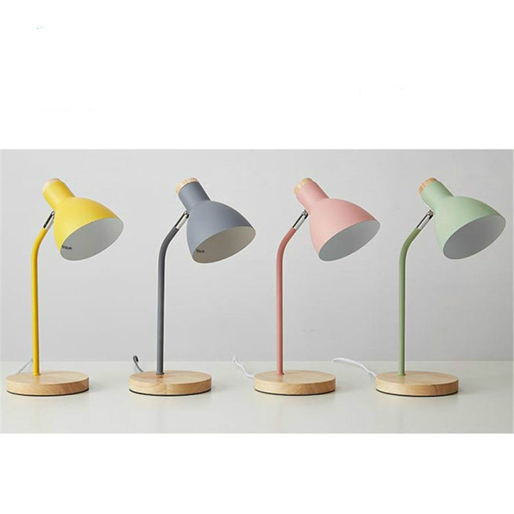E27 Button Switch Wood Table Lamp Metal Shade Desk Light Bedside Reading Book Light Home Decor, Light Source:Normal Bulb