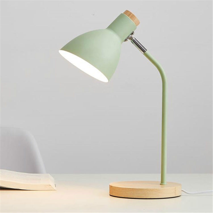 E27 Button Switch Wood Table Lamp Metal Shade Desk Light Bedside Reading Book Light Home Decor, Light Source:Normal Bulb