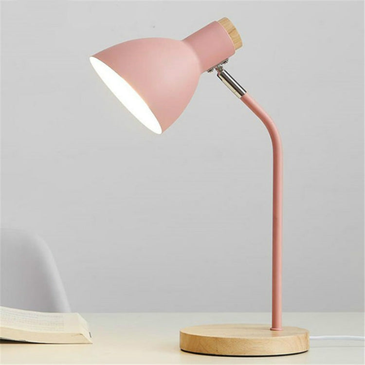 E27 Button Switch Wood Table Lamp Metal Shade Desk Light Bedside Reading Book Light Home Decor, Light Source:Normal Bulb