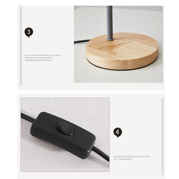 E27 Button Switch Wood Table Lamp Metal Shade Desk Light Bedside Reading Book Light Home Decor, Light Source:Normal Bulb