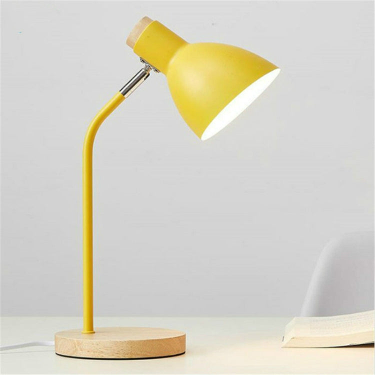 E27 Button Switch Wood Table Lamp Metal Shade Desk Light Bedside Reading Book Light Home Decor, Light Source:9W Led White Light
