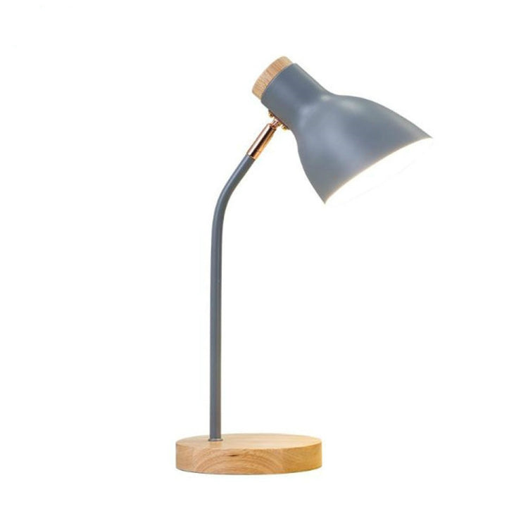 E27 Button Switch Wood Table Lamp Metal Shade Desk Light Bedside Reading Book Light Home Decor, Light Source:9W Led White Light