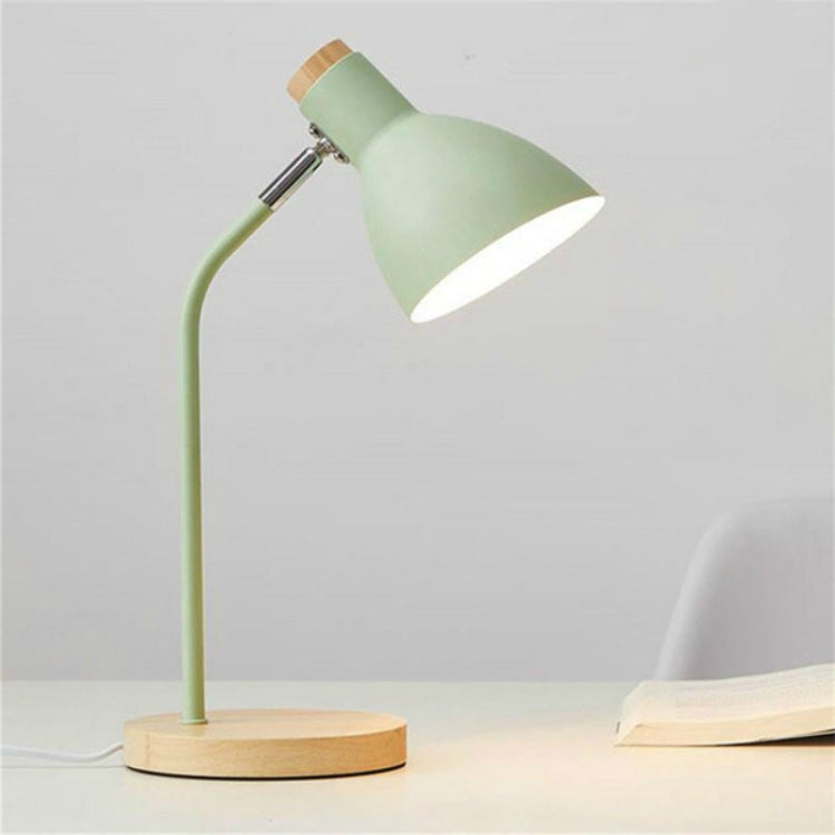 E27 Button Switch Wood Table Lamp Metal Shade Desk Light Bedside Reading Book Light Home Decor, Light Source:9W Led White Light