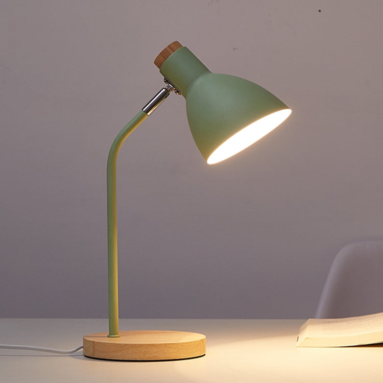 E27 Button Switch Wood Table Lamp Metal Shade Desk Light Bedside Reading Book Light Home Decor, Light Source:9W Led White Light