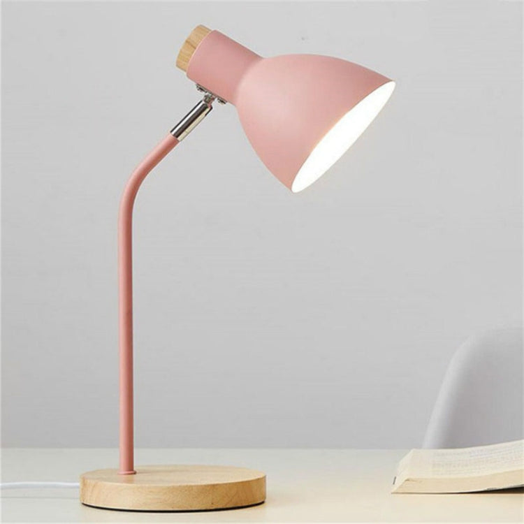 E27 Button Switch Wood Table Lamp Metal Shade Desk Light Bedside Reading Book Light Home Decor, Light Source:9W Led White Light