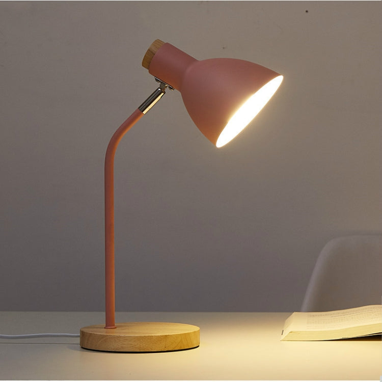 E27 Button Switch Wood Table Lamp Metal Shade Desk Light Bedside Reading Book Light Home Decor, Light Source:9W Led White Light