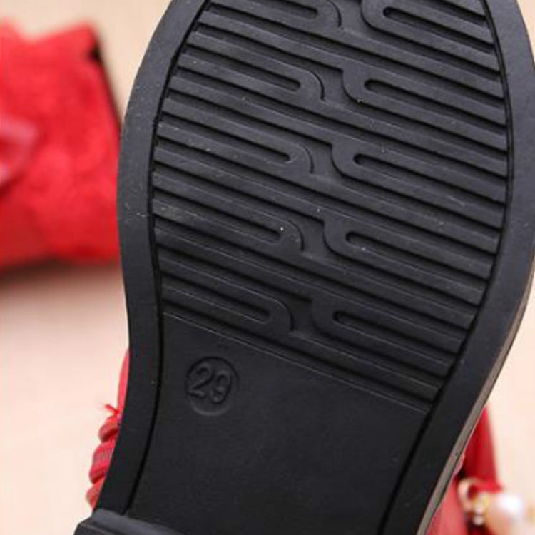 Winter Children High Bow Tie Skirt Boots, Size:32, Color:Red Thin Cotton