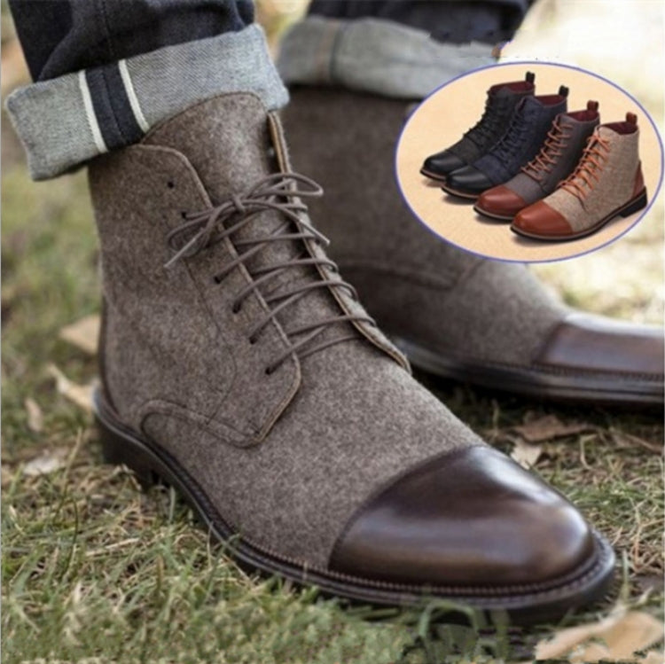 Leisure Round Toes Men Leather Boots Martin Boots, Size:41