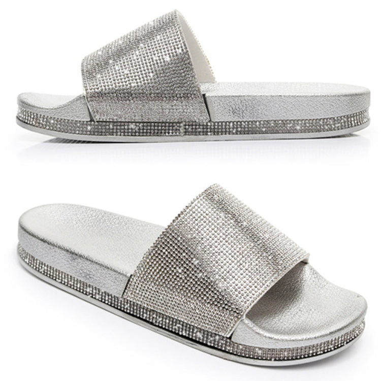 Rhinestone Women Slippers Bling Beach Slides, Size:37