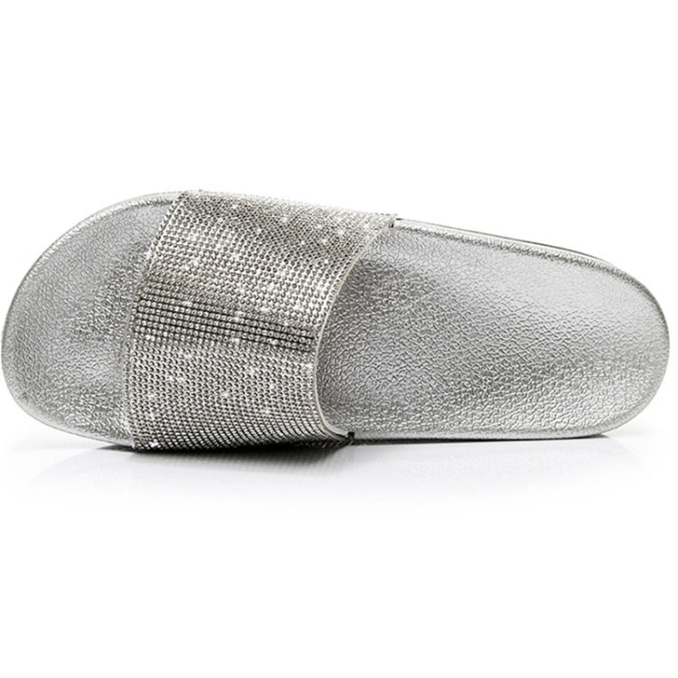 Rhinestone Women Slippers Bling Beach Slides, Size:37