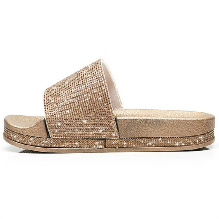 Rhinestone Women Slippers Bling Beach Slides, Size:37