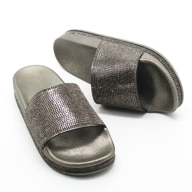 Rhinestone Women Slippers Bling Beach Slides, Size:37