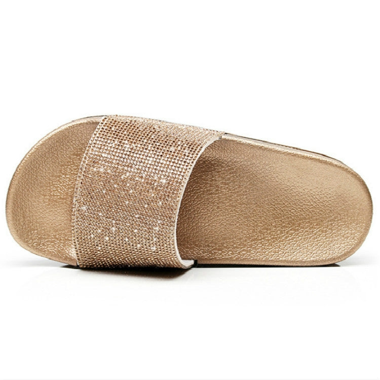 Rhinestone Women Slippers Bling Beach Slides, Size:37